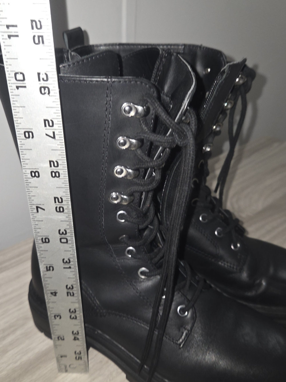 Steve Madden Black Lace-Up Combat Boots with Side Zipper Y2k 71/2 . - Picture 4 of 9